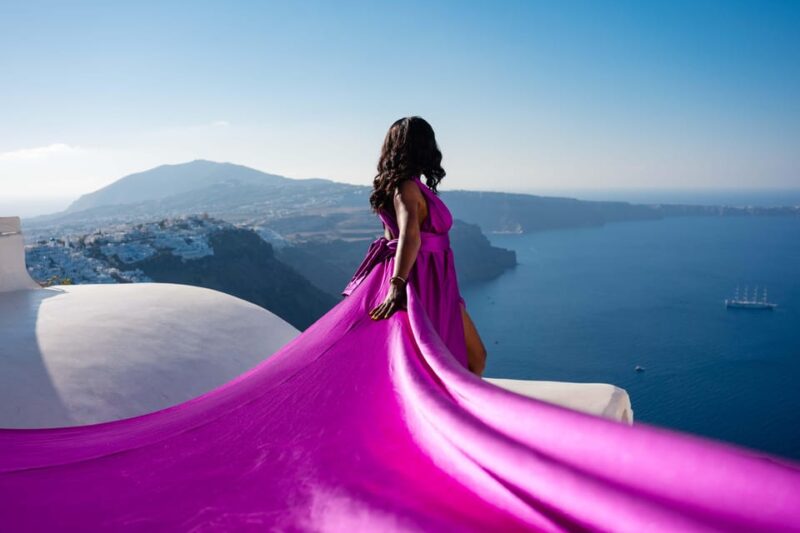 Santorini Flying Dress Photoshoot - The Two Location Options: Oia or Imerovigli