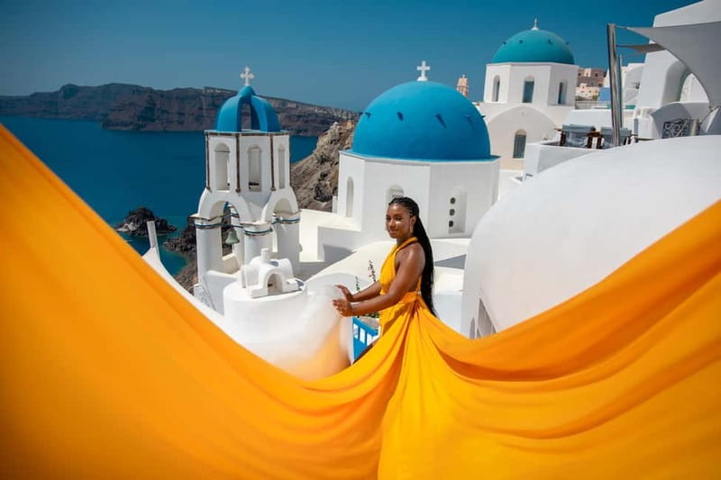 Santorini: Flying Dress Photoshoot - Post-Session Photos and Delivery