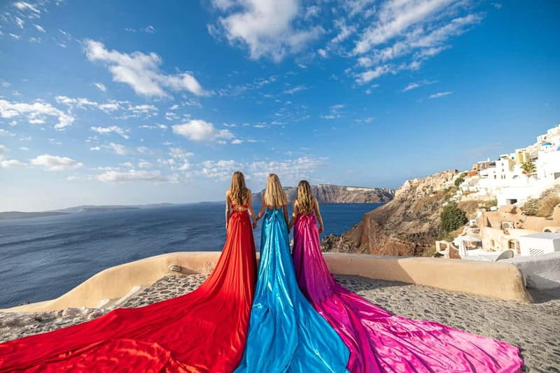 Santorini: Flying Dress Photoshoot **Dress Included** - Transportation and Meeting Points in Santorini