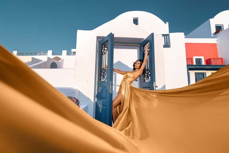 Santorini: Flying Dress Photoshoot - The Dressing Catalog: Diversity and Style Options