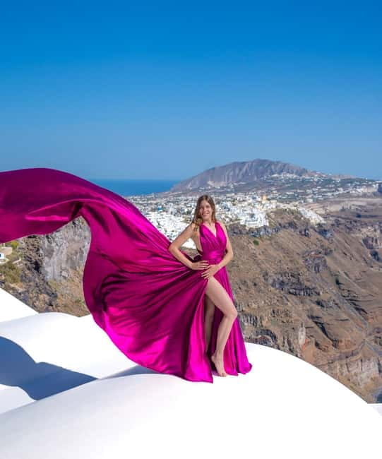 Santorini: Flying Dress Photoshoot with Edited Photos - Locations Capture Santorini’s Iconic Charm
