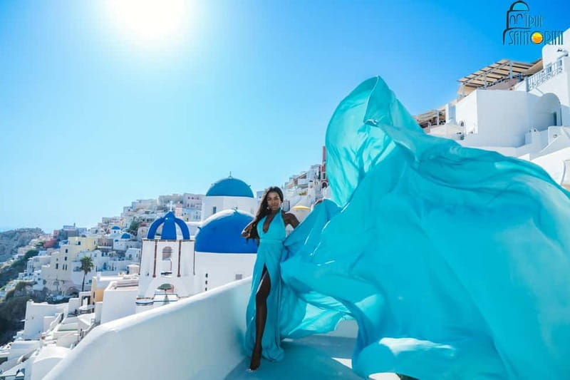Santorini: Flying Dress Photoshoot with Edited Photos - The Custom-Made Flying Dress and Style Options