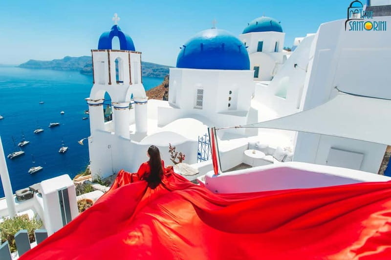 Santorini: Flying Dress Photoshoot with Edited Photos - Practical Details and What’s Not Included