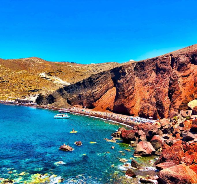 Santorini: Guided Island Day Trip with Beach Visit - Relaxing at Red Beach and Visiting Akrotiri Village