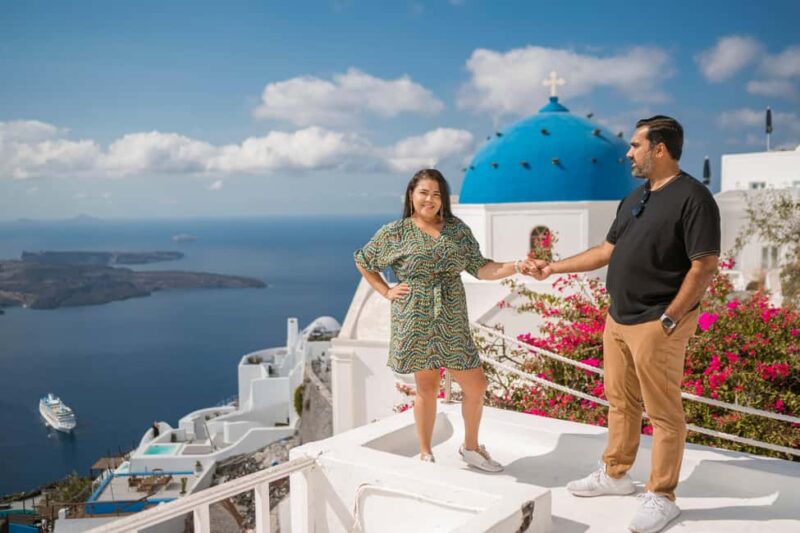 Santorini: Imerovigli Professional Photoshoot in Blue Dome - The Experience Provider and Languages