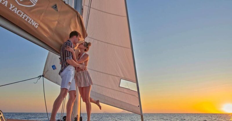 Santorini: Platinum Catamaran Cruise w/ BBQ Meal & Open Bar - Santorini’s Most Luxurious Coastal Sailing Experience