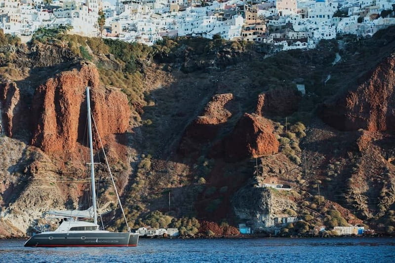 Santorini: Private Catamaran Cruise with BBQ Meal and Drinks - Rejuvenating Baths in the Hot Springs