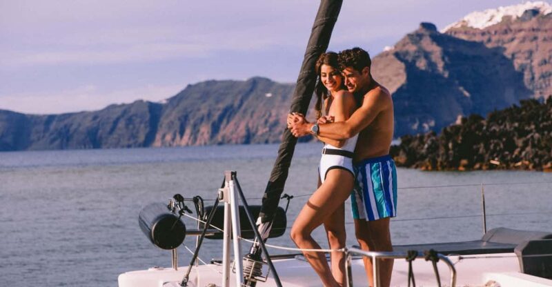 Santorini: Private Catamaran Tour with BBQ Meal and Drinks - Starting Point at Vlychada Marina and Hotel Pickup