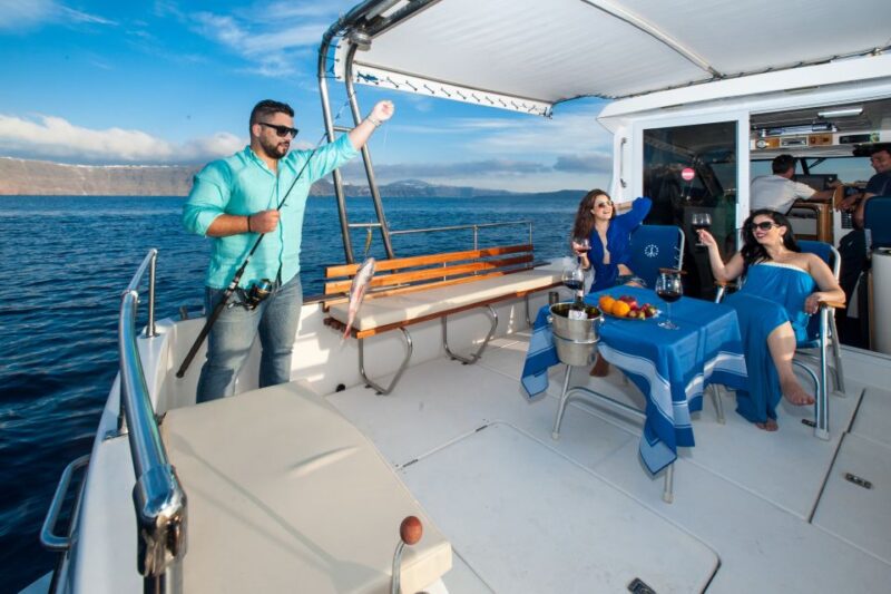 Santorini Private Cruise boat fishing tour - BBQ, Snorkeling - Safety and Equipment for a Smooth Experience
