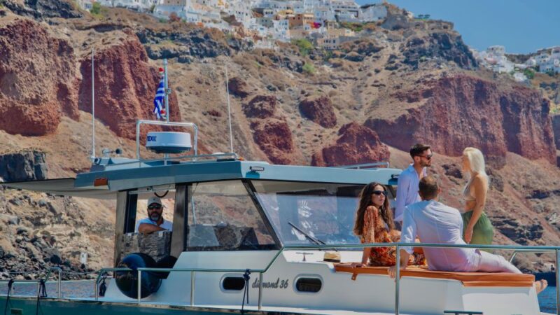 Santorini: Private Diamond 36 Motor Yacht Caldera Cruise - Snorkeling and Water Activities