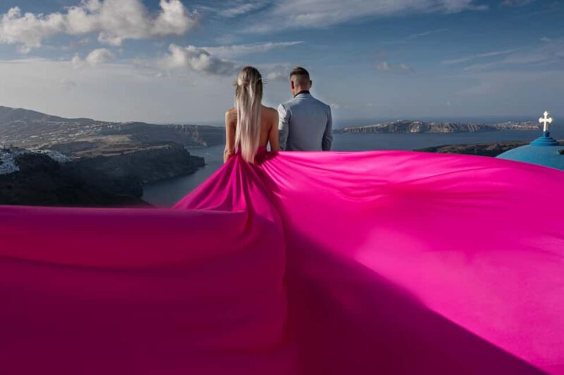 Santorini: Private Flying Dress Photoshoot at Blue Domes - Iconic Oia and Imerovigli: Locations for Stunning Portraits