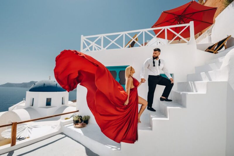 Santorini: Private Flying Dress Photoshoot Experience - Selecting the Perfect Dress and Location