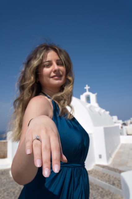 Santorini: Proposal Photoshoot l Private Entry to blue Dome - Timing, Pacing, and Flexibility