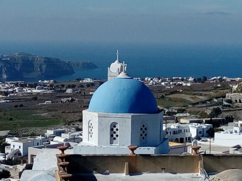 Santorini: Small-Group Highlights Tour of Venetian Castles - Firostefani’s Iconic Blue Dome and the Rock of Skaros