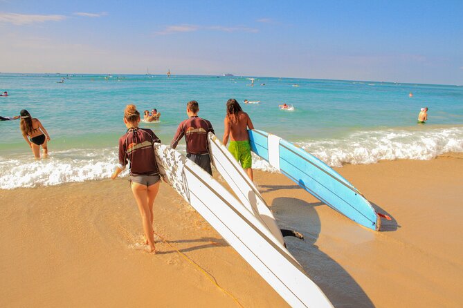 Semi-Private Surf Lesson for 2 or 3 people on Waikiki Beach - The Perfect Location at Waikiki Beach