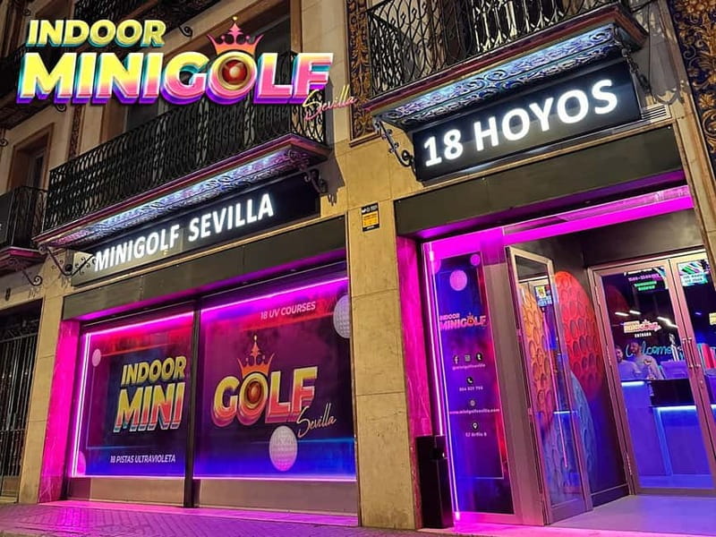 Seville: Indoor UV 18 hole Minigolf Experience - Playing 18 Challenging UV-Lit Holes in the City Center