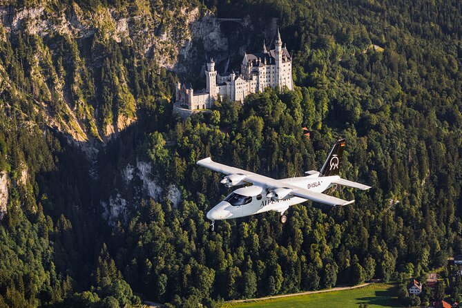 Sightseeing flight Zugspitze Neuschwanstein Castle Alps Munich Augsburg - The Enchanting Neuschwanstein Castle from the Air