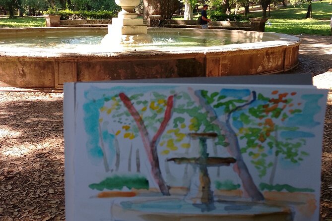 Sketching in Rome Villa Borghese Private lesson with Guido - Relaxing at the Temple of Diana and the Garden of the Lake