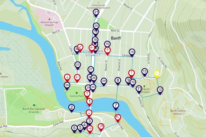 Smartphone Audio Driving Tour between Banff and Calgary - Key Points
