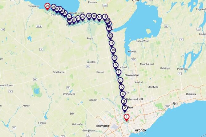 Smartphone Audio Driving Tour between Collingwood and Toronto - Practicalities and Booking Details