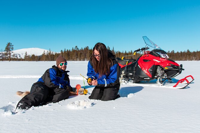 Snowmobile Safari with Ice Fishing and Outdoor Lunch in Levi - Starting point at Safartica Levi in Sirkka