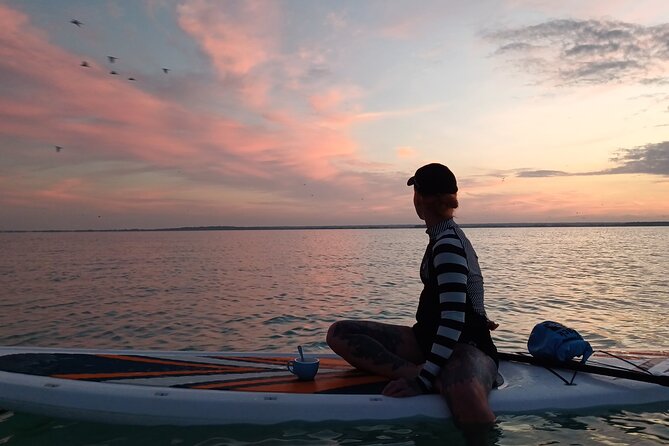 Sunrise on Paddleboard with breakfast in the lagoon of 7 colors - Visiting the Bird Island and Black Cenote