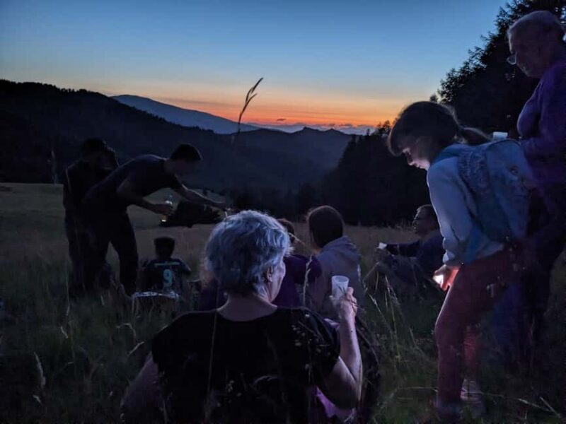 Sunset at the Monges lake and peaks - Sunset and Aperitif over the Ridges and Lake