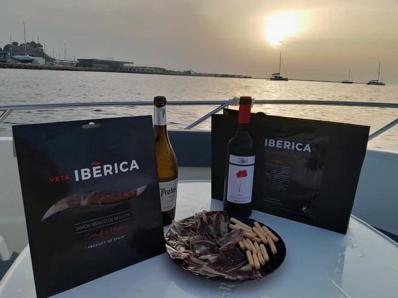 Sunset in Private Boat with wine, ibérico Gourmet 2 hours - Swimming and Scenic Views in Clear Waters