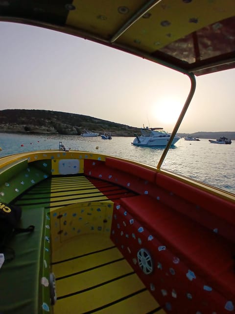 Sunset:Blue Lagoon, Crystal Lagoon,Malta Private Speedboat - The Modern Speedboat and Onboard Comforts