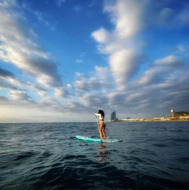 Sunset+paddle surf with music+fotos&videos Barceloneta+snack - What’s Included in the Paddle Surf Experience