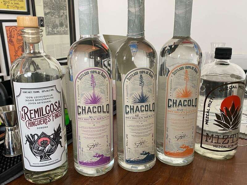 Tequila and Mezcal tasting in an educational tasting room - The Mexican Dinner and Beverage Pairings