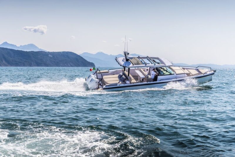 The Fastest All Inclusive Private Motor Yacht in Santorini - The Luxurious Speed and Comfort of the Axopar 37 Sun Top Yacht