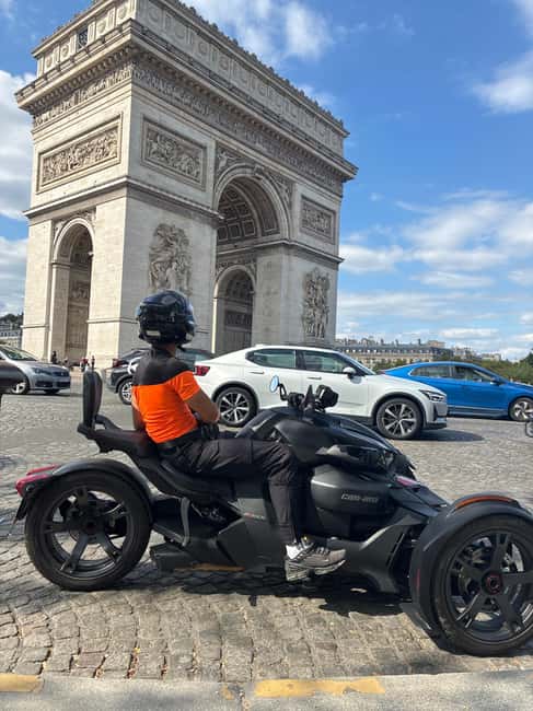 Tour of Paris in a 3-wheel Can-Am Ryker  The exclusive experience in Paris - The Guide: Friendly, Professional, and Knowledgeable