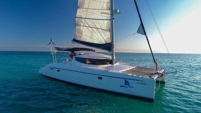 Tour on Isla Mujeres Catamaran - Relaxing on the Comfortable Sailboat in the Caribbean