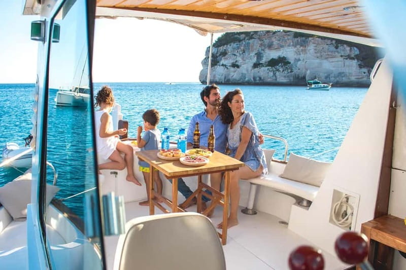 Traditional boat 10 beaches in the south of Menorca. Snorkeling, SUP and drinks - Key Points