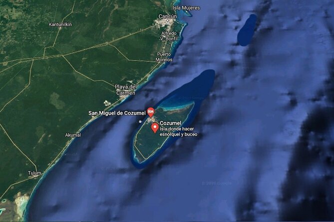 Transparent Boat Ride Around Cozumel Island + Snorkel - The Route From Cozumel to the Artificial Reefs