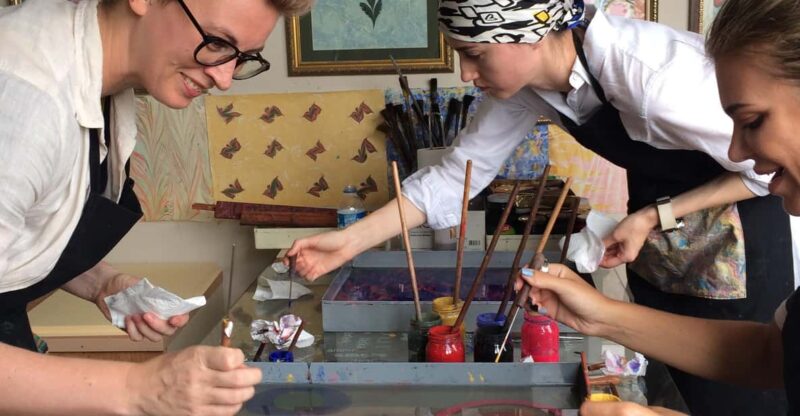 Turkish Marbling Paper Ebru Art Workshop - The Stunning Bosphorus View from the Rooftop Studio