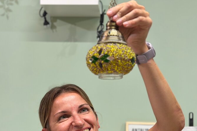 Turkish Mosaic Lamp Workshop in Antalya Near Old Town - Enjoying Refreshments During the Session