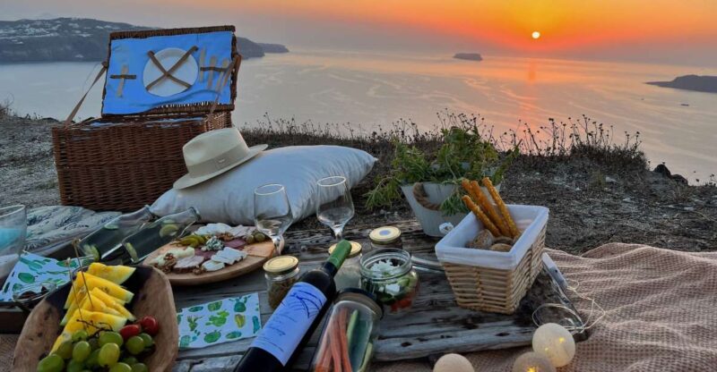 Uncrowded Santorini Sunset PicNic - The Sunset View Over Santorini’s Caldera
