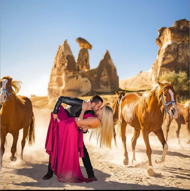 Valley Photoshoot: Classic Car, Running Horse & Makeup Gift - Capture Timeless Moments in Cappadocia’s Scenic Valley