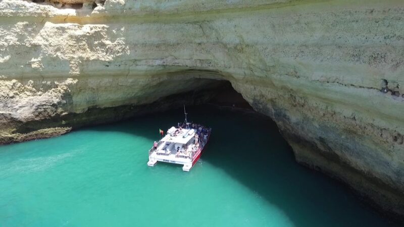 Vilamoura: Benagil Cave Guided Catamaran Cruise & Drink - Key Points