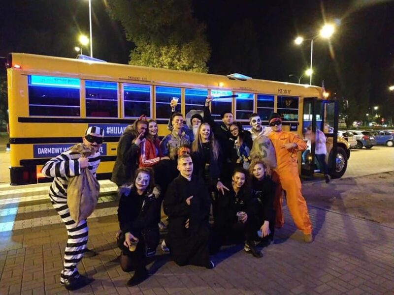 Warsaw: 1-Hour Private School Party Bus with Vodka Package - The Dance Pole and Lighting Effects