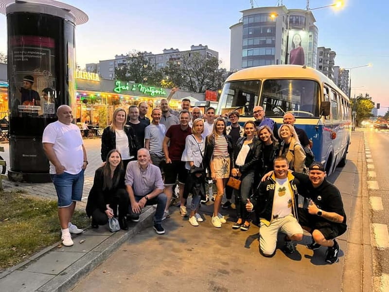Warsaw: "Cheers on Wheels" Vodka Tasting Tour by Retro Bus - First Stop at "Ja i Magosia" in Muranów District