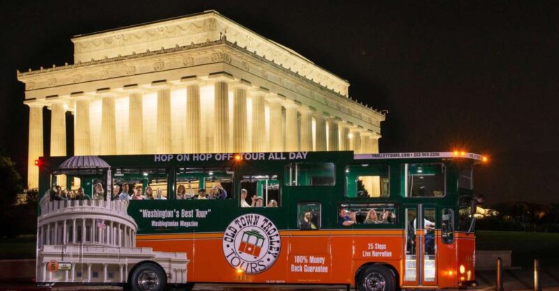 Washington DC: Monuments by Moonlight Nighttime Trolley Tour - The Iwo Jima and WWII Memorials: A Temporary Change