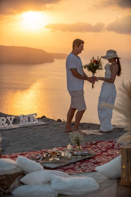 wedding proposal sunset private picnic - The Scenic Beauty of Santorini’s Sunset Views