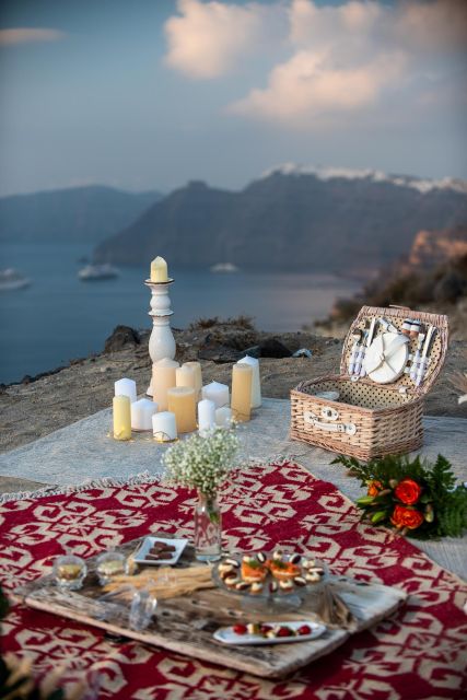 wedding proposal sunset private picnic - The Sum Up: An Elegant, Romantic Opportunity in Santorini