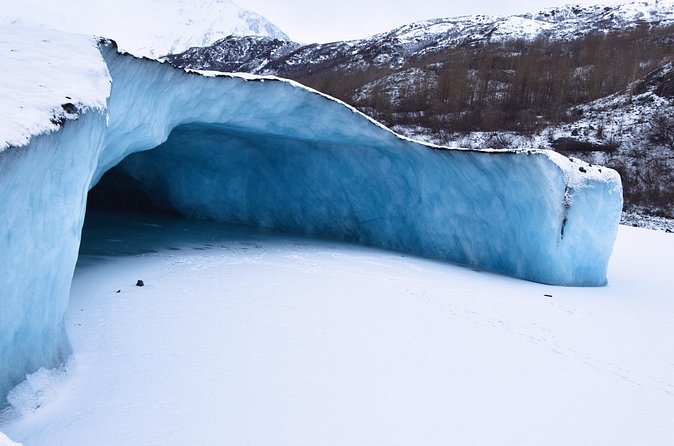 Winter Ice Cave Helicopter Adventure-1 Landing-Anchorage Area - Flying Over the Knik River and Its Braided Channels