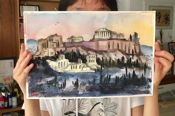 workshop for painting acropolis/landscape with local artist - Drinks, Atmosphere, and Studio Environment